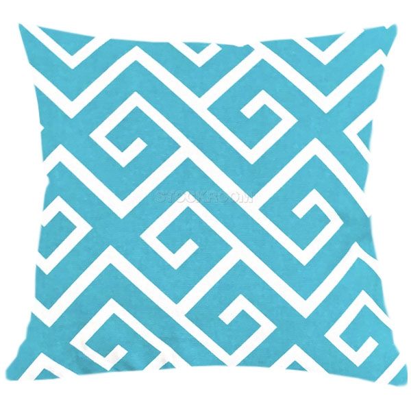 Greek Key Pattern Cushion - Mint Green (In Stock)