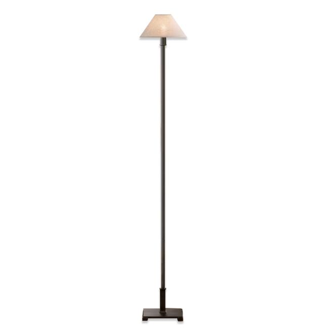 Aria Candlestick Black Floor Lamp With White Linen Shade
