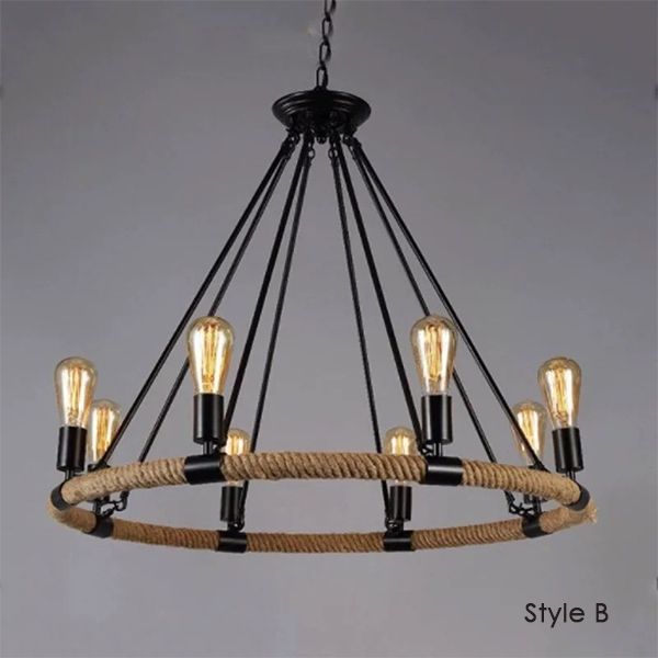 Gaston Loft Style Industrial Rope Pendant Lamp