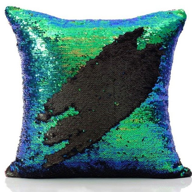 Blue & Black Sequin Cushion