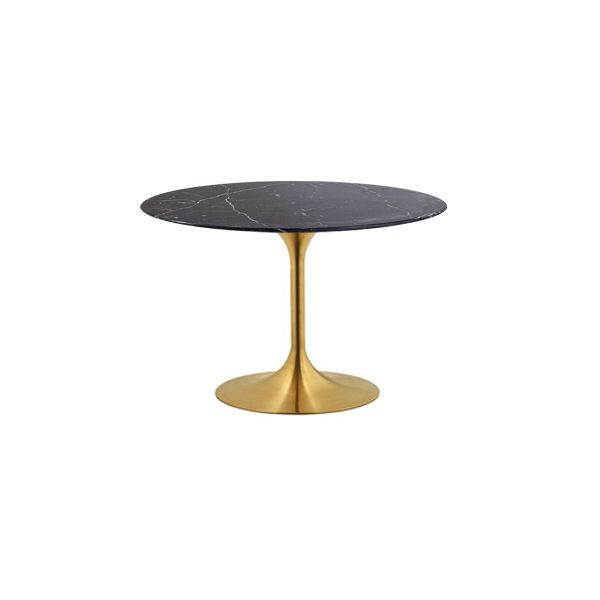 Eero Saarinen Tulip Style Round Coffee Table With Brass Base - Marble