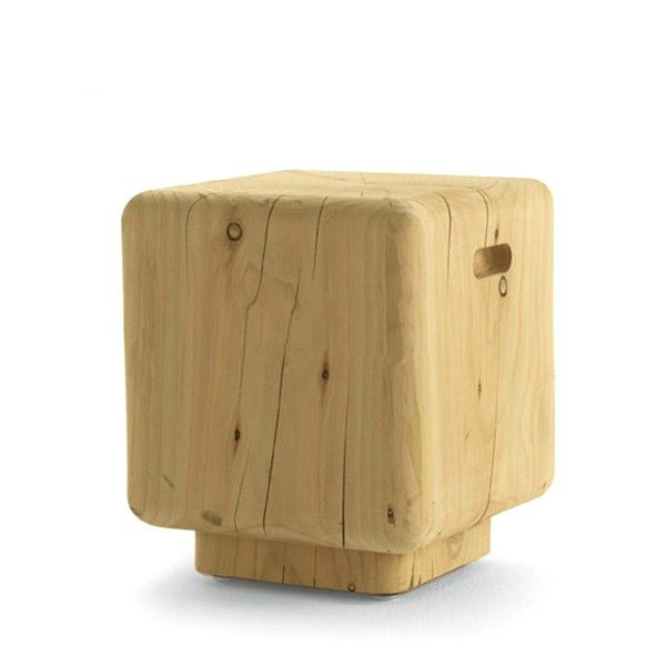 Cube Solid Elm Wood Stool / Side Table
