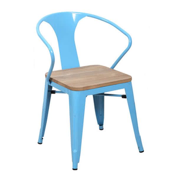 Xavier Pauchard Tolix Style Armchair - Elm Wood - Stackable Chair