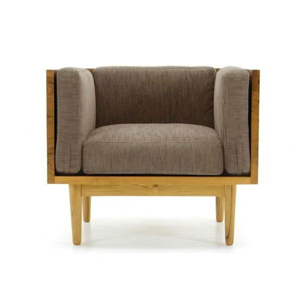 Stockroom Brentwood Fabric Solid Oak Wood Lounge Chair and Single Seater Sofa