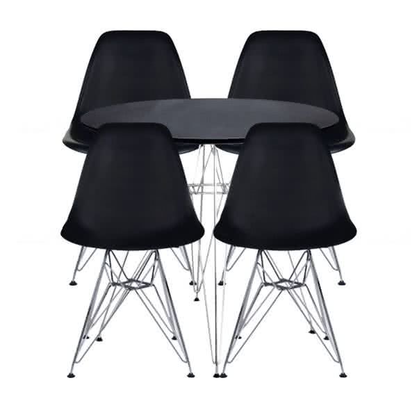 Stockroom  Eiffel Round Dining Table and Stockroom  Eiffel Dsr Dining Chair Combo Set - Black