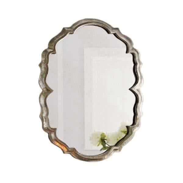 Lucca Baroque Frame Accent Mirror - Antique Silver