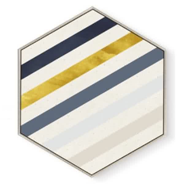 Stockroom Artworks - Hexagon Canvas Wall Art - Geometric Slanting Strips - More Sizes
