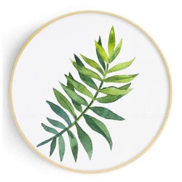 Stockroom Artworks - Circle Canvas Wall Art - Watercolor Pinnate Leaf - More Sizes