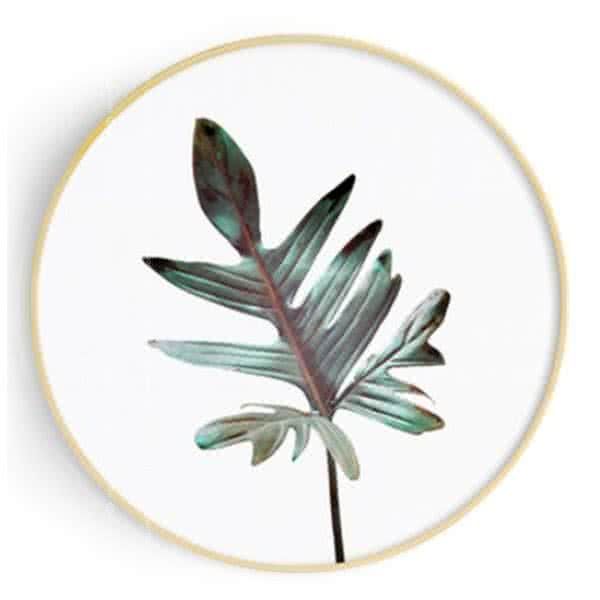 Stockroom Artworks - Circle Canvas Wall Art - Lobed Leaf - More Sizes