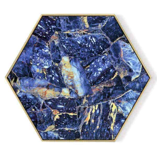 Stockroom Artworks - Hexagon Canvas Wall Art - Indigo Abstraction - More Sizes