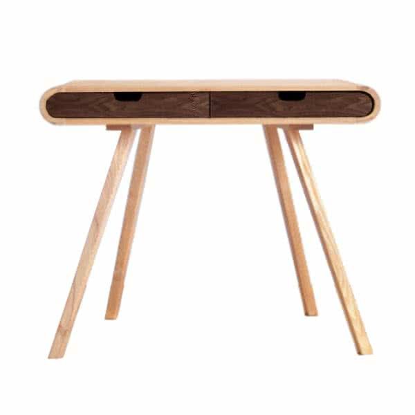 Lucille Petite Contemporary Compact Desk - Oak with Walnut Accent