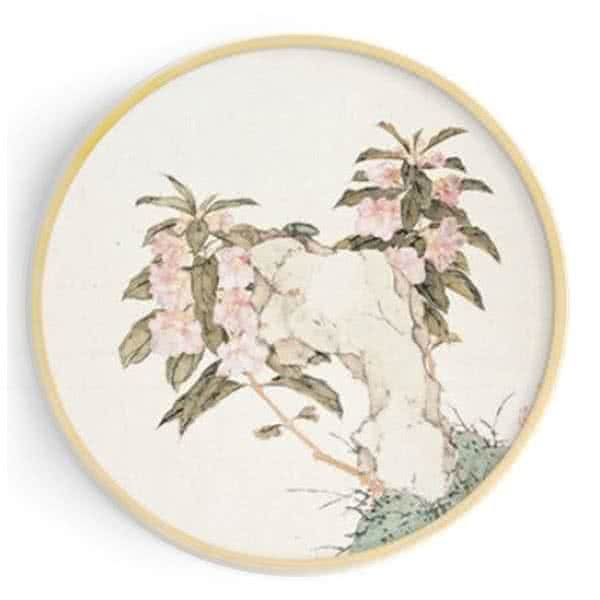 Stockroom Artworks - Circle Canvas Wall Art - Pink Flowers - More Sizes