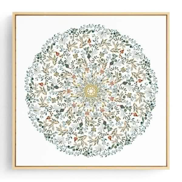Stockroom Artworks - Square Canvas Wall Art - Pine Floral Mosaic - More Sizes