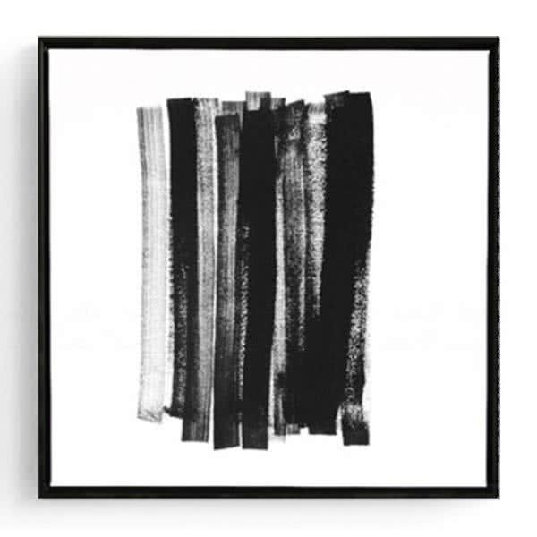 Stockroom Artworks - Square Canvas Wall Art - Vertical Lines - Black Frame - More Sizes