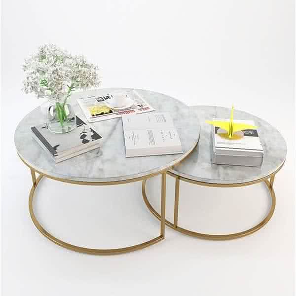 Bergen Marble Nesting Tables with Brass Frame