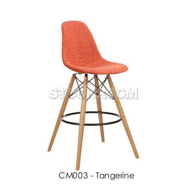 Eames DSW Style Bar Stool - Upholstered - Full Fabric