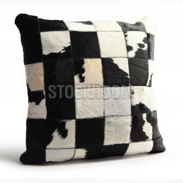 Patched Style Natural Ponyhide Cushion