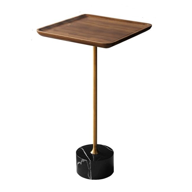 Safia Contemporary Side Table With Black Marble Base - Square Top