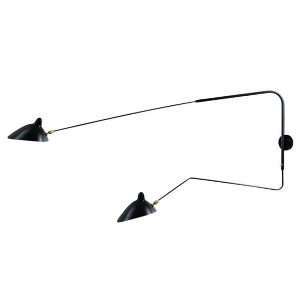Serge Mouille Style Rotating Two Arms Wall Lamp
