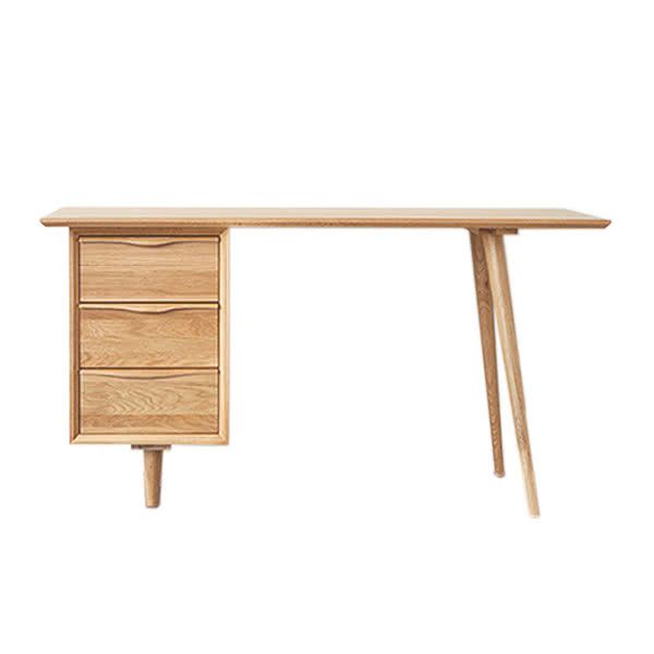 Sindri Solid Oak Wood Desk with 3 Drawers