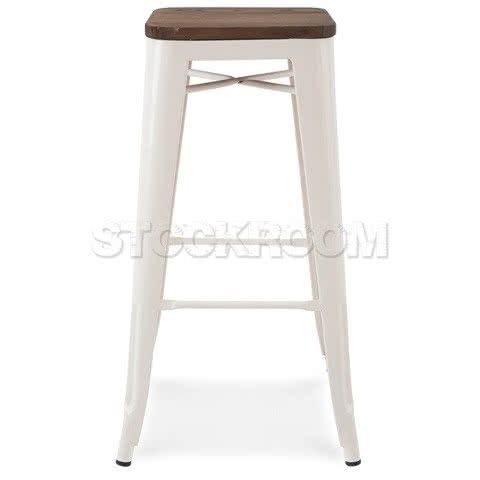 Xavier Pauchard Tolix Style Bar Stool (Wooden Top)
