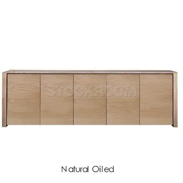 Savanna Solid Oak Wood Sideboard with 5 doors