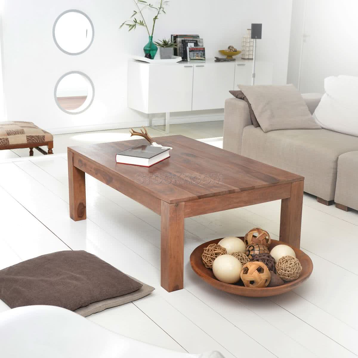 Jacob Solid Oak Wood Rectangular Coffee Table