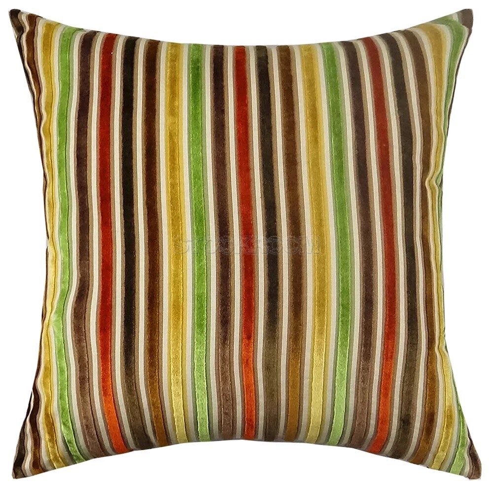 Rainbow Velvet Strip Cushion 
