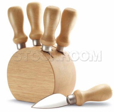 6-Piece Cheese Knives Set with Wood Handles