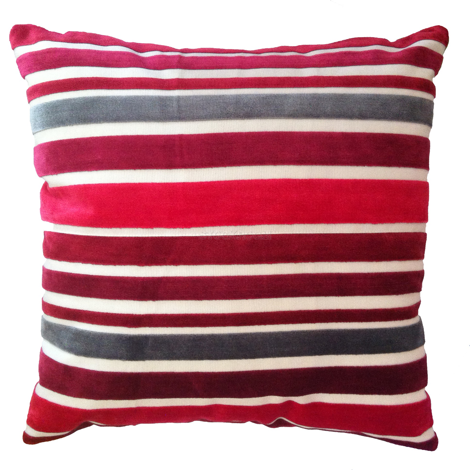 Velvet Strip Cushion - Red