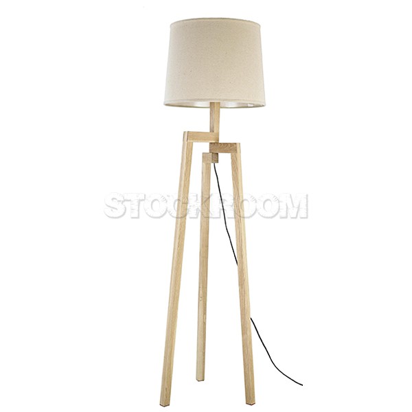 Tripod Wooden Base Floor Lamp