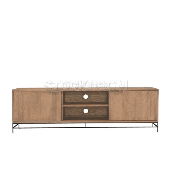 Adele Solid Wood Industrial Style TV Cabinet