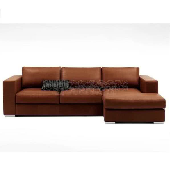 Valeria Leather Feather Down Sofa - L Shape / Sectional Sofa