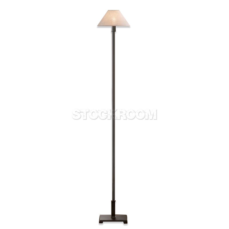 Aria Candlestick Black Floor Lamp With White Linen Shade