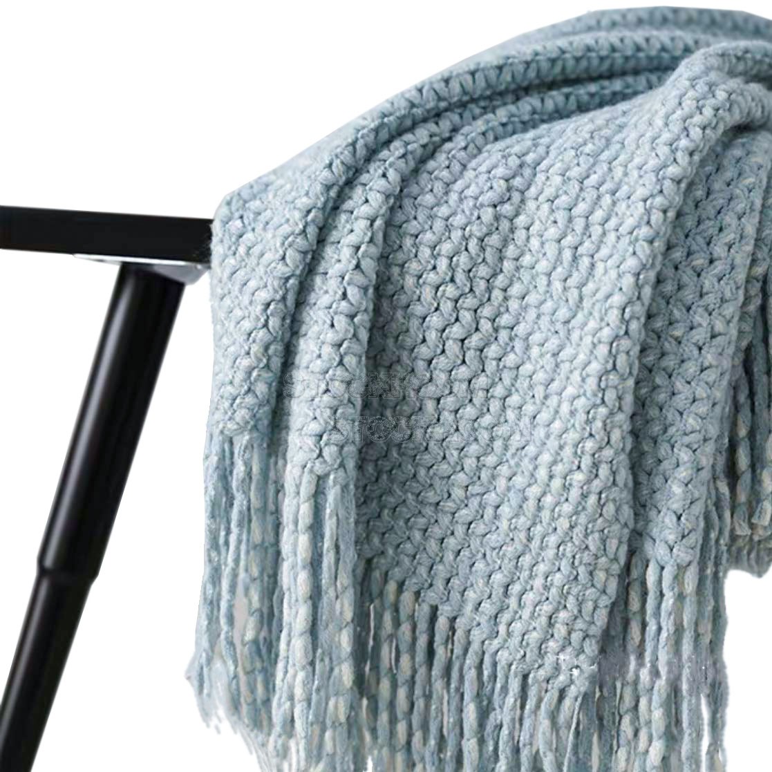 Arthur Style Light Blue Knitted Throw 