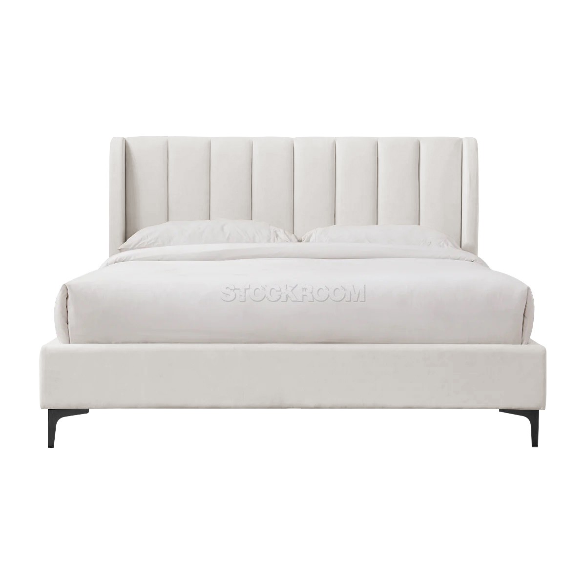 Athen Fabric Upholstered Bed Frame With Different Leg Color Options