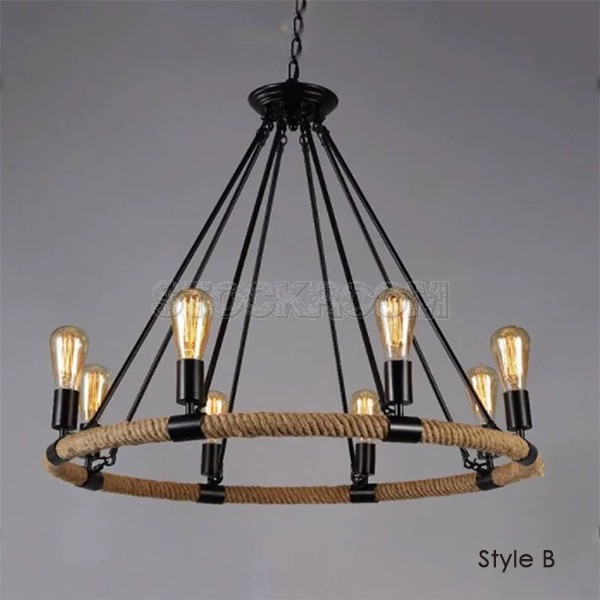 Gaston Loft Style Industrial Rope Pendant Lamp