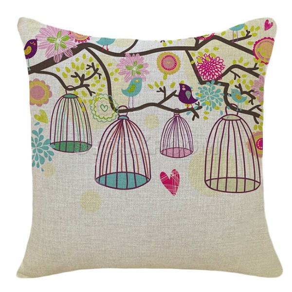 Bird Cage Linen Cushion