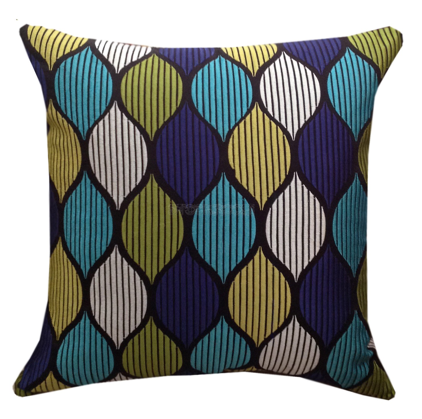 Blue and Green Geometric Cushion