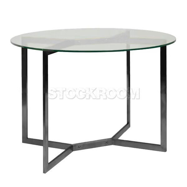 Bolster Round Glass Dining Table - Black Base