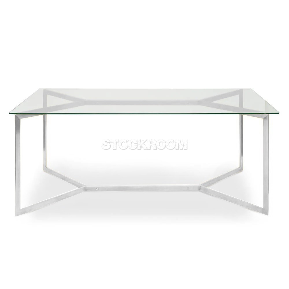 Bolster Glass Rectangle Dining Table - Silver Base