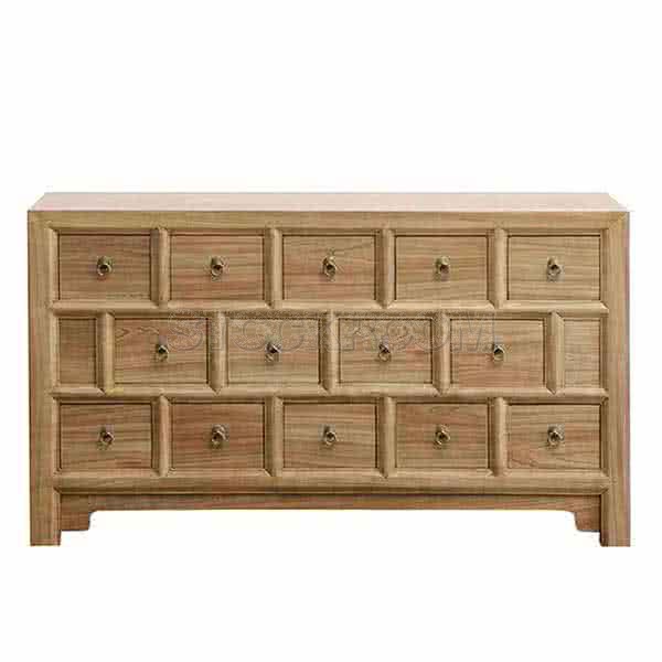 Livingston Chinese Style Solid Elm Wood 14 drawers