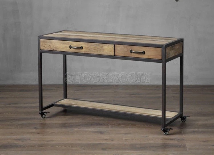 Lomita Industrial Console Table with wheels