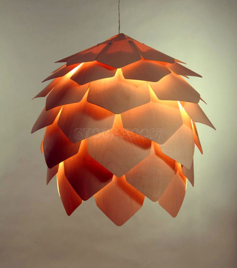 Wooden Artichoke Style Pendant Lamp