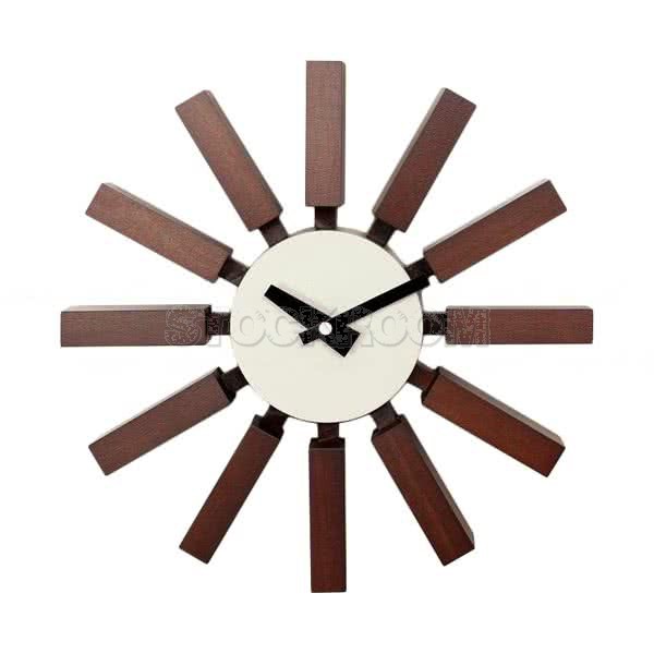 Nelson Style Block Clock - Walnut