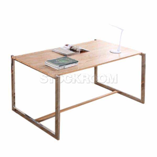 Elvis Solid Wood Table with Stainless Steel Frame