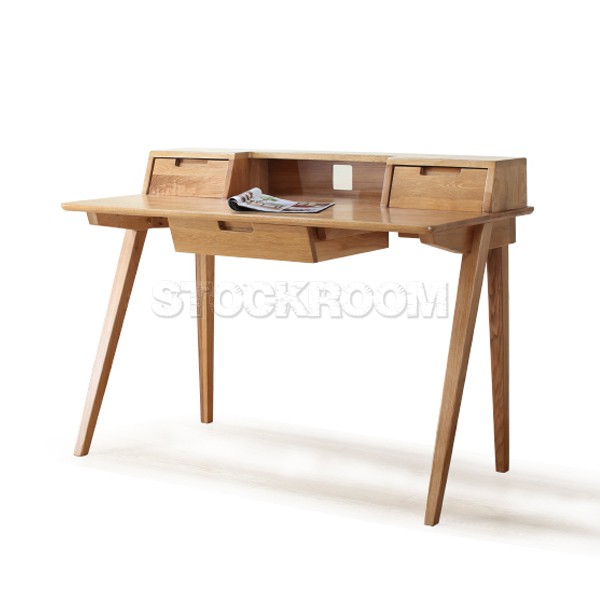 Mello Solid Oak Wood Desk with Drawers