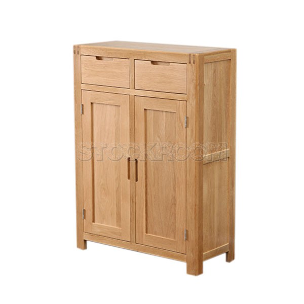 Snelson Solid Oak Wood Shoe Cabinet and Storage Unit