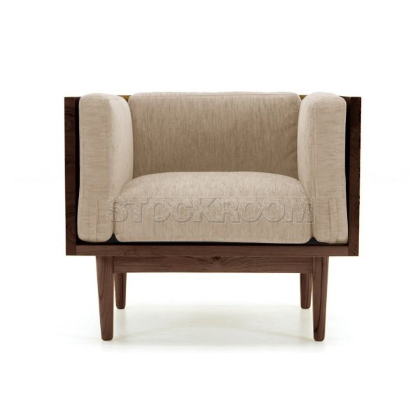 Stockroom Brentwood Fabric Solid Oak Wood Lounge Chair and Single Seater Sofa
