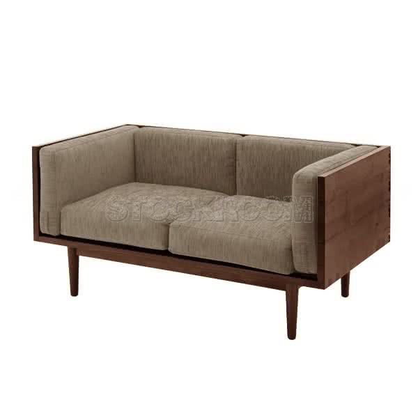 Stockroom Brentwood Fabric Solid Oak Wood Two Seater Sofa